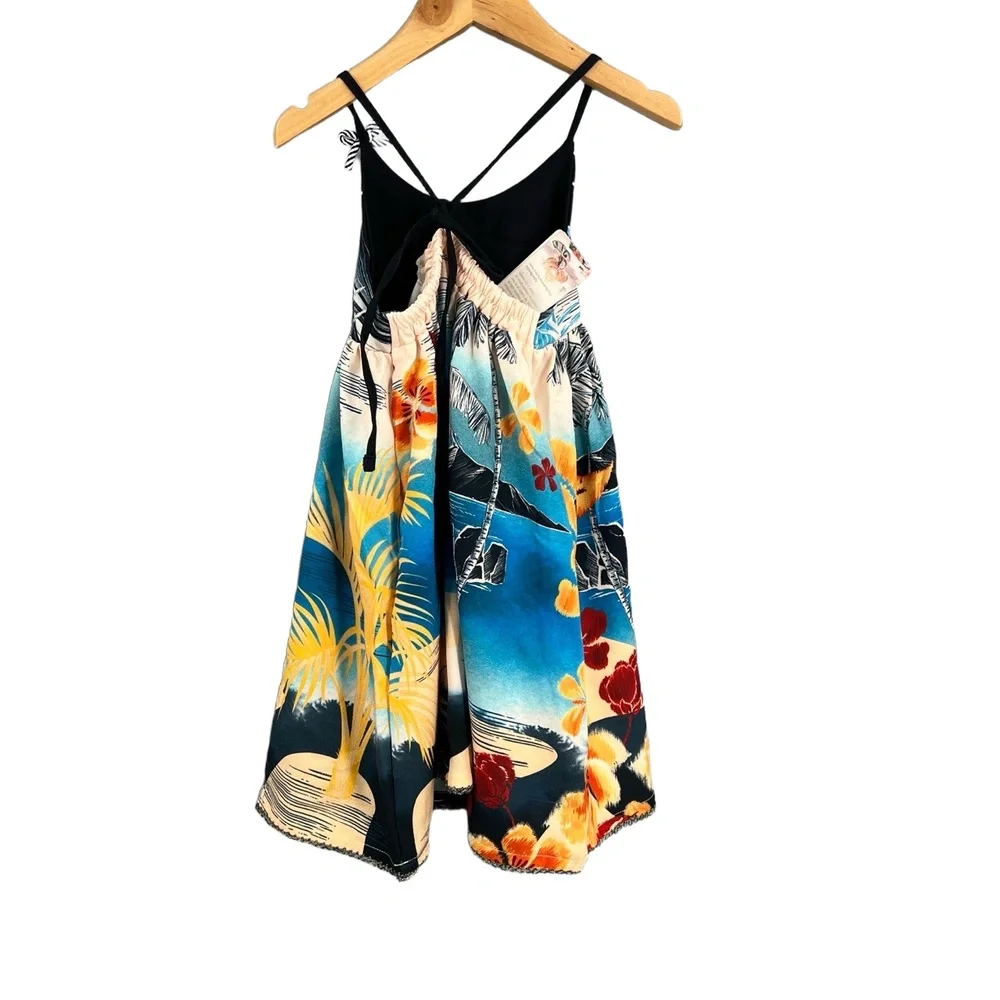 Agua Bendita Dress‎ Kids Maxi Tropical Print Spaghetti Straps 2 New